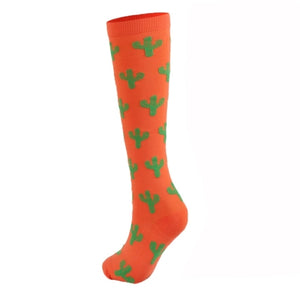 ROYALUCK 5 Pairs Cactus Compression Socks for Men&Women Knee High Stockings for Running Nurses Work Support