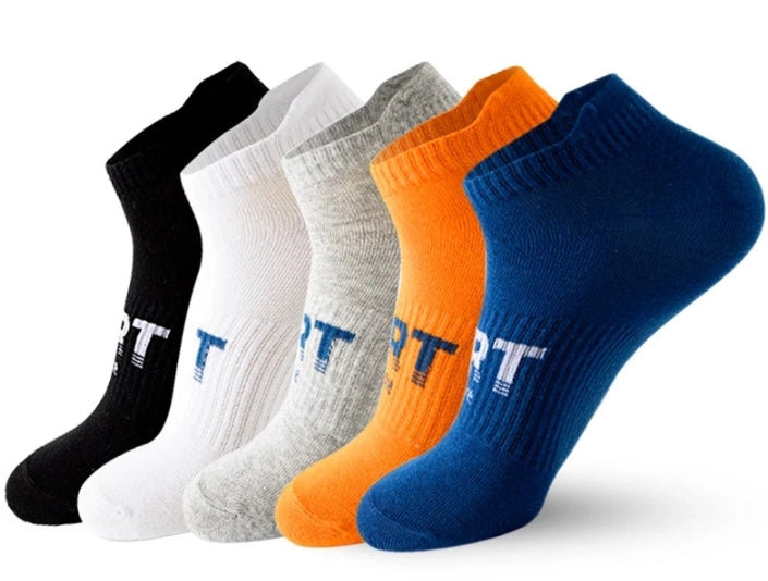 ROYALUCK 5 Pairs Mens Ankle Athletic Low Cut Sports Socks Cushioned Running Cotton Socks