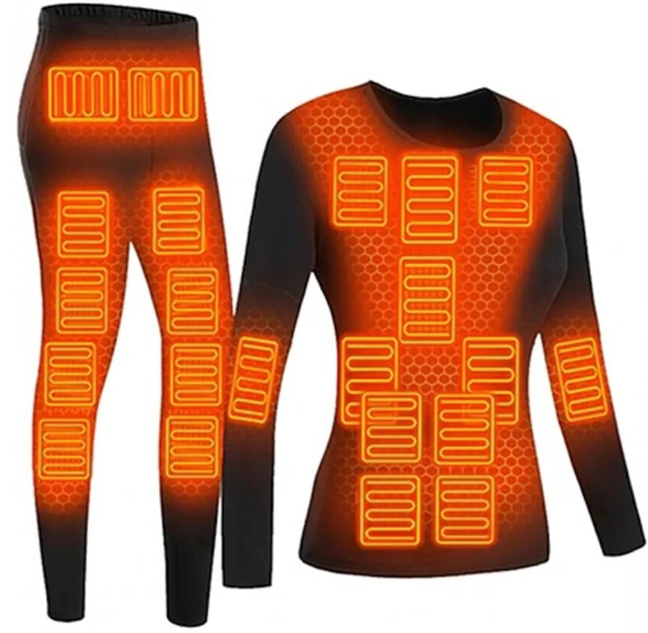 28 Areas Heating Underwears Set USB Electric Heated Ski Heating Body Suit