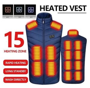 15 Area Heated Vest Unisex USB Heated Vest