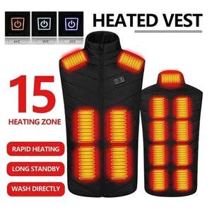 15 Area Heated Vest Unisex USB Heated Vest