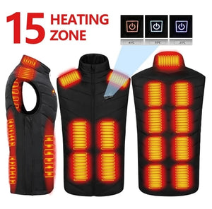 15 Area Heated Vest Unisex USB Heated Vest