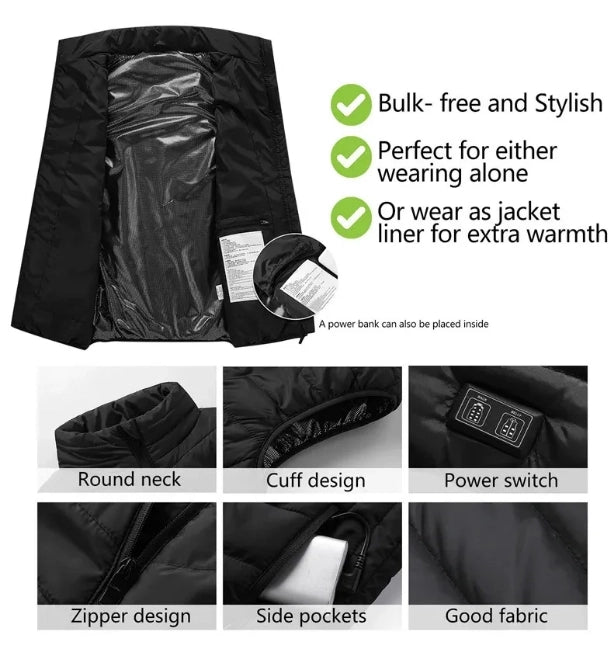 15 Area Heated Vest Unisex USB Heated Vest