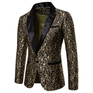 Men's Wedding Suit Coat Jacquard Single Button Pocket Lapel Suit