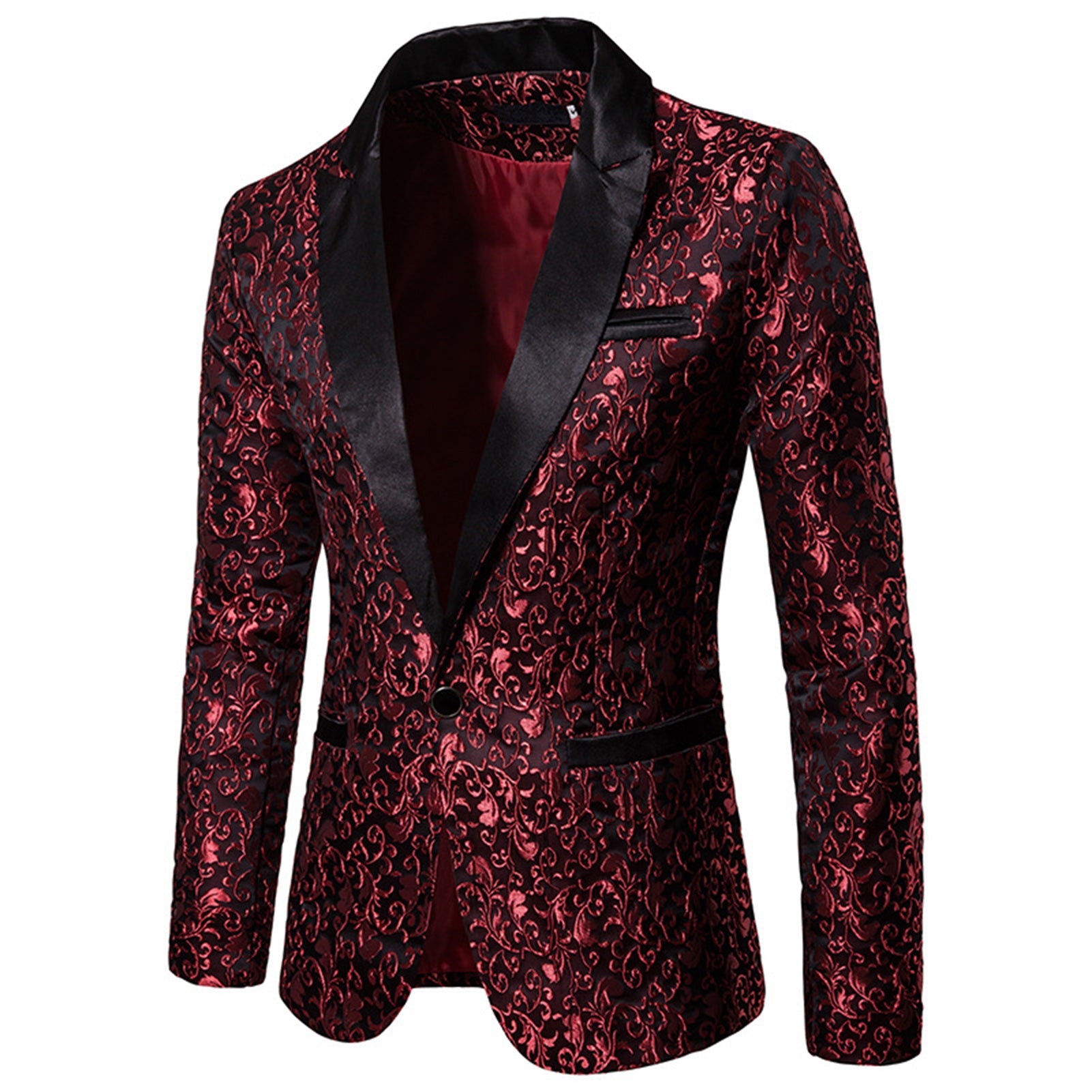 Men's Wedding Suit Coat Jacquard Single Button Pocket Lapel Suit