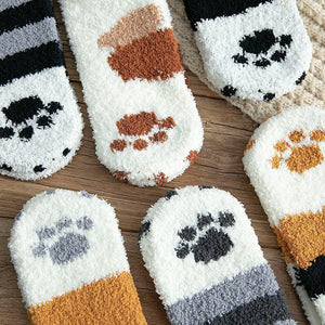 Fluffy Cat Paw Fuzzy Fleece Socks