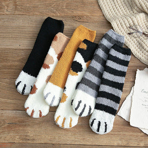 Fluffy Cat Paw Fuzzy Fleece Socks