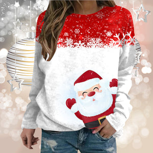 Elk Snowman Print Ugly Christmas Sweater