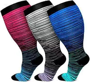 Plus Size Compression Socks Wide Calf For Women & Men 20-30 mmhg