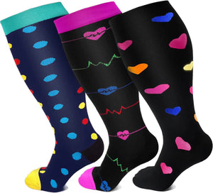 Plus Size Compression Socks Wide Calf For Women & Men 20-30 mmhg