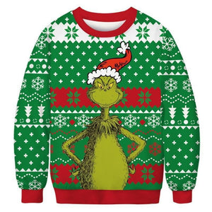 Grinch Stole Round Neck Ugly Christmas Sweater For Children's