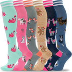 Compression Socks for Women Circulation 20-30mmHg Crazy, Cute, Socks Support for Nurse, Running, Medical