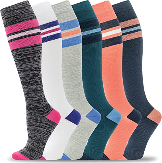 Compression Socks for Women Circulation 20-30mmHg Crazy, Cute, Socks Support for Nurse, Running, Medical