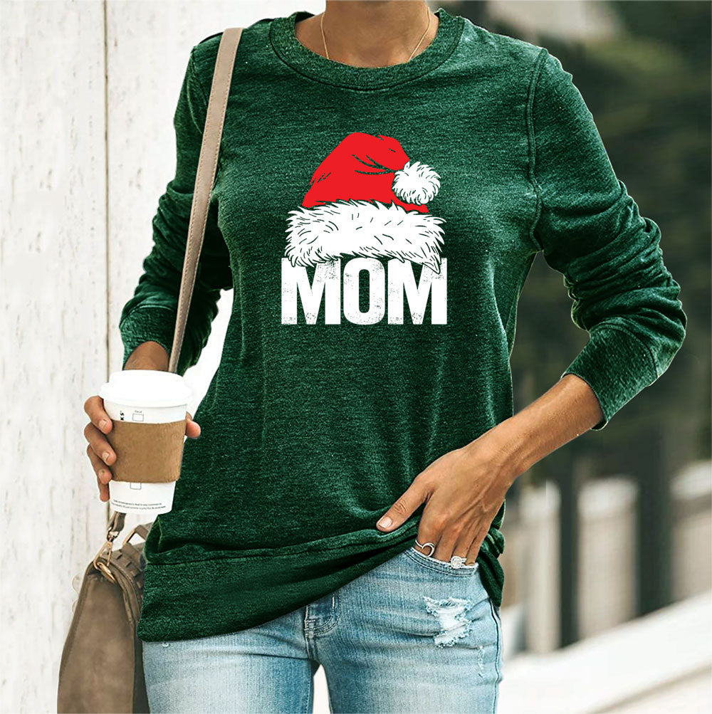 Mom Christmas Crew Neck Long Sleeve T-Shirt