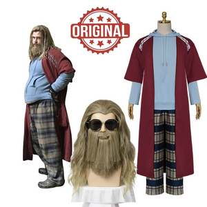 Halloween Costume Fat Thor Endgame Coat + Underwear + Trousers + Beard and Wig