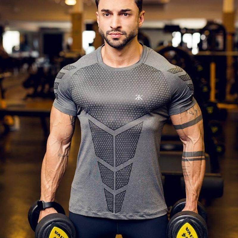 Compression Quick dry T-shirt Men Running Sport Skinny Short Tee Shirt Male Gym Fitness Bodybuilding Workout Tops Clothing - Best Compression Socks Sale