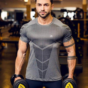Compression Quick dry T-shirt Men Running Sport Skinny Short Tee Shirt Male Gym Fitness Bodybuilding Workout Tops Clothing - Best Compression Socks Sale