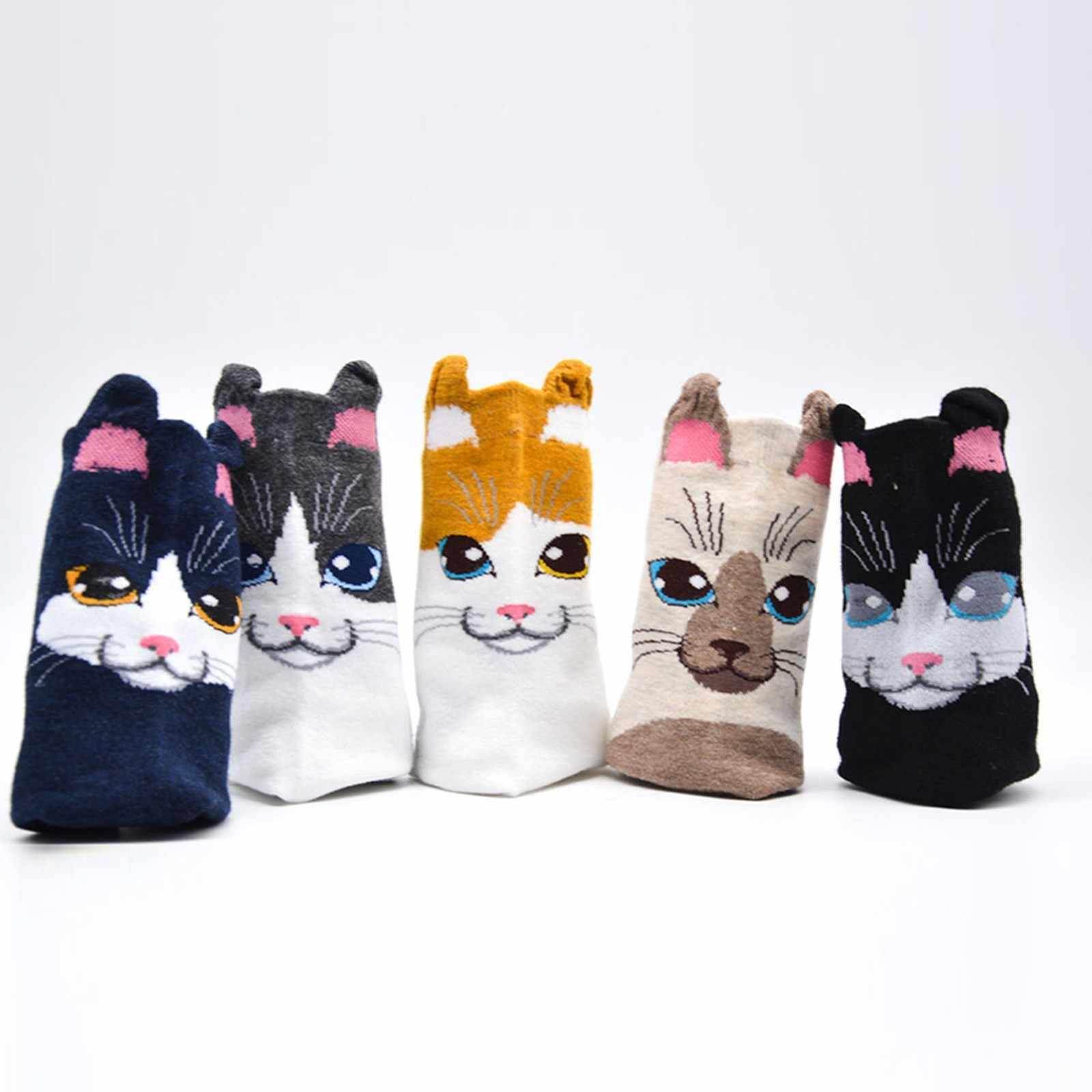 Cute Cat Ear Cartoon Animals Patterns Series Funny Socks Warmer Funny Socks Christmas Gift - Best Compression Socks Sale