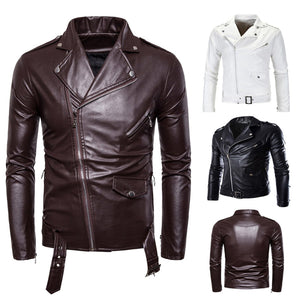 Jacket Turn-down Collar Solid Color Slim Long Sleeve Male Coat