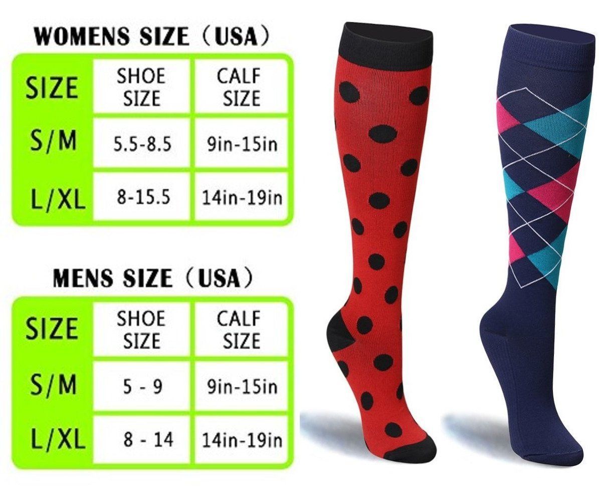 Fashion Compression Socks 20-30 mmHg Graduated Knee High Support Stockings