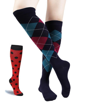 Fashion Compression Socks 20-30 mmHg Graduated Knee High Support Stockings