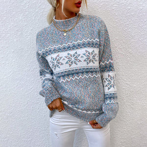 Christmas Knit Mock Neck Snow Ugly Christmas Sweater