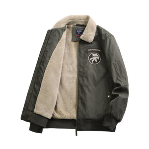 Winter Plush Coat Tooling Retro Bomber Jacket Men's Cotton Clothes