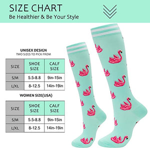 Compression Socks for Women Circulation 20-30mmHg Crazy, Cute, Socks Support for Nurse, Running, Medical