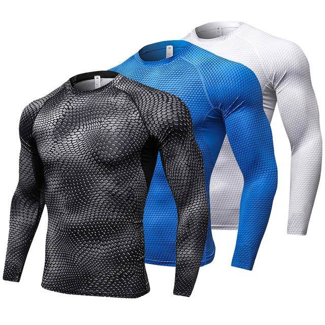 Long Sleeve Quick Dry Workout Running Shirt Compression Fitness Tops Breathable Gym Sport Shirts Men - Best Compression Socks Sale