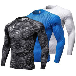 Long Sleeve Quick Dry Workout Running Shirt Compression Fitness Tops Breathable Gym Sport Shirts Men - Best Compression Socks Sale