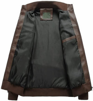 Men's Thermal Coat Autumn Spring Motorcycle Leather Jacket Men's Windbreaker PU Jacket
