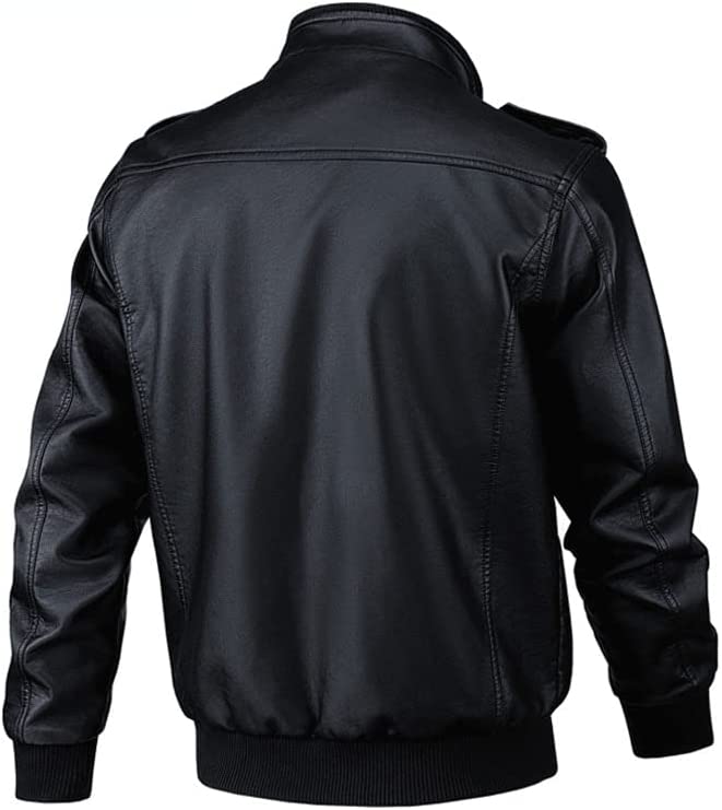 Men's Thermal Coat Autumn Spring Motorcycle Leather Jacket Men's Windbreaker PU Jacket