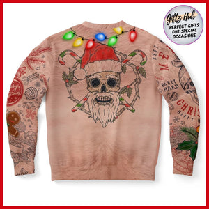 2022 Mens Bare Chest Tattoos  Topless Ugly Christmas Sweater, All Over Print Sweatshirt