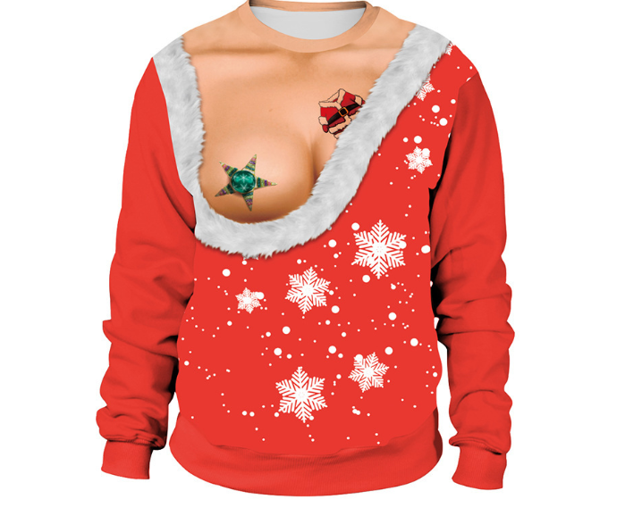 Ugly Christmas Sweaters Fashion Novelty 3D Pattern Tees Xmas Zip-up Hoodie Party Shirts Cos
