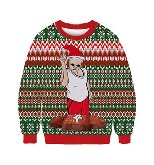 Ugly Christmas Sweater Couples Round Neck Sports Sweater