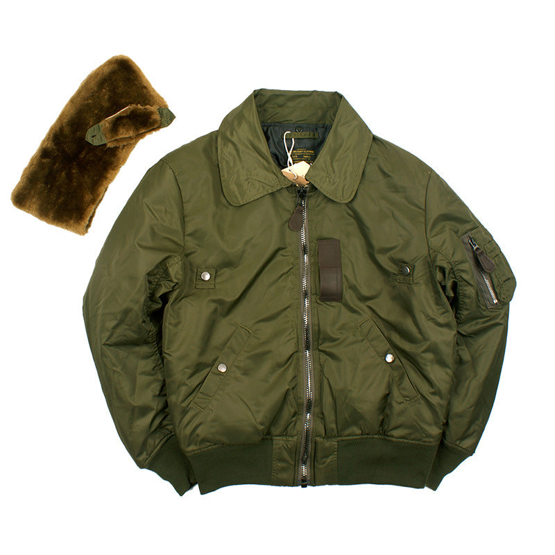Air Force B-15 Bomber Jacket With Detachable Fur Collar For Men & Women