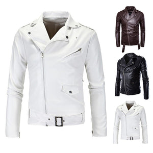 Jacket Turn-down Collar Solid Color Slim Long Sleeve Male Coat