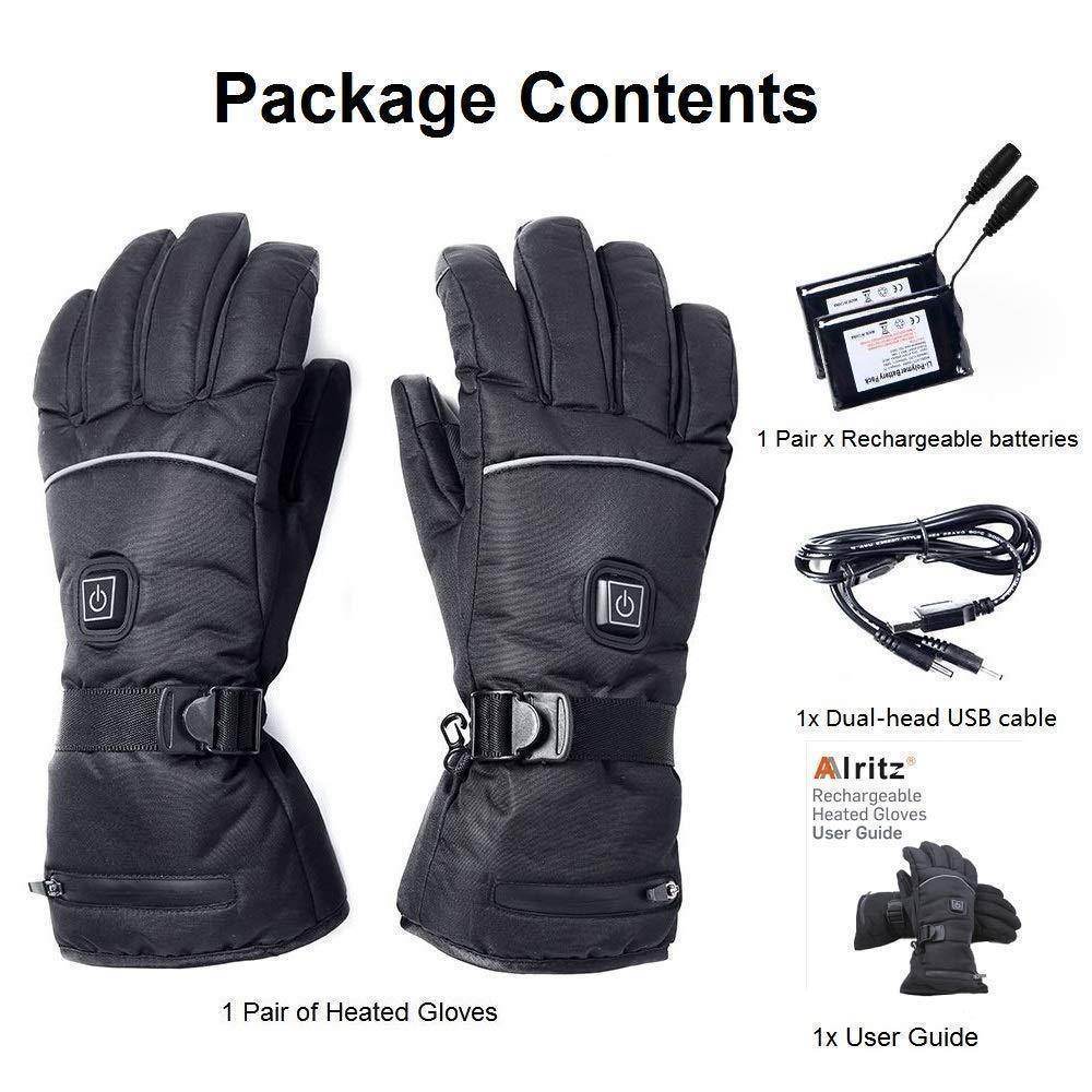 Battery/USB Rechargeable Heated Gloves Waterproof Touchscreen Gloves Electric Unisex Winter Gloves for Work, Cycling, Motorcycle, Hiking - Best Compression Socks Sale