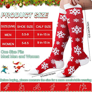 6 Pairs Christmas Socks Colorful Patterned Winter Compression Socks