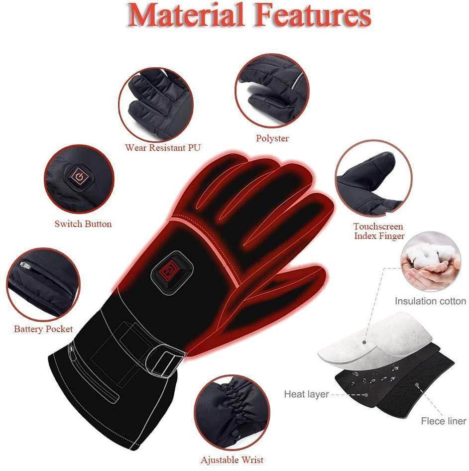 Battery/USB Rechargeable Heated Gloves Waterproof Touchscreen Gloves Electric Unisex Winter Gloves for Work, Cycling, Motorcycle, Hiking - Best Compression Socks Sale