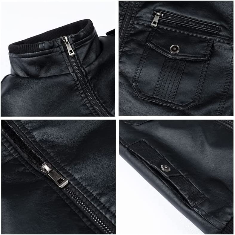 Men's Thermal Coat Autumn Spring Motorcycle Leather Jacket Men's Windbreaker PU Jacket