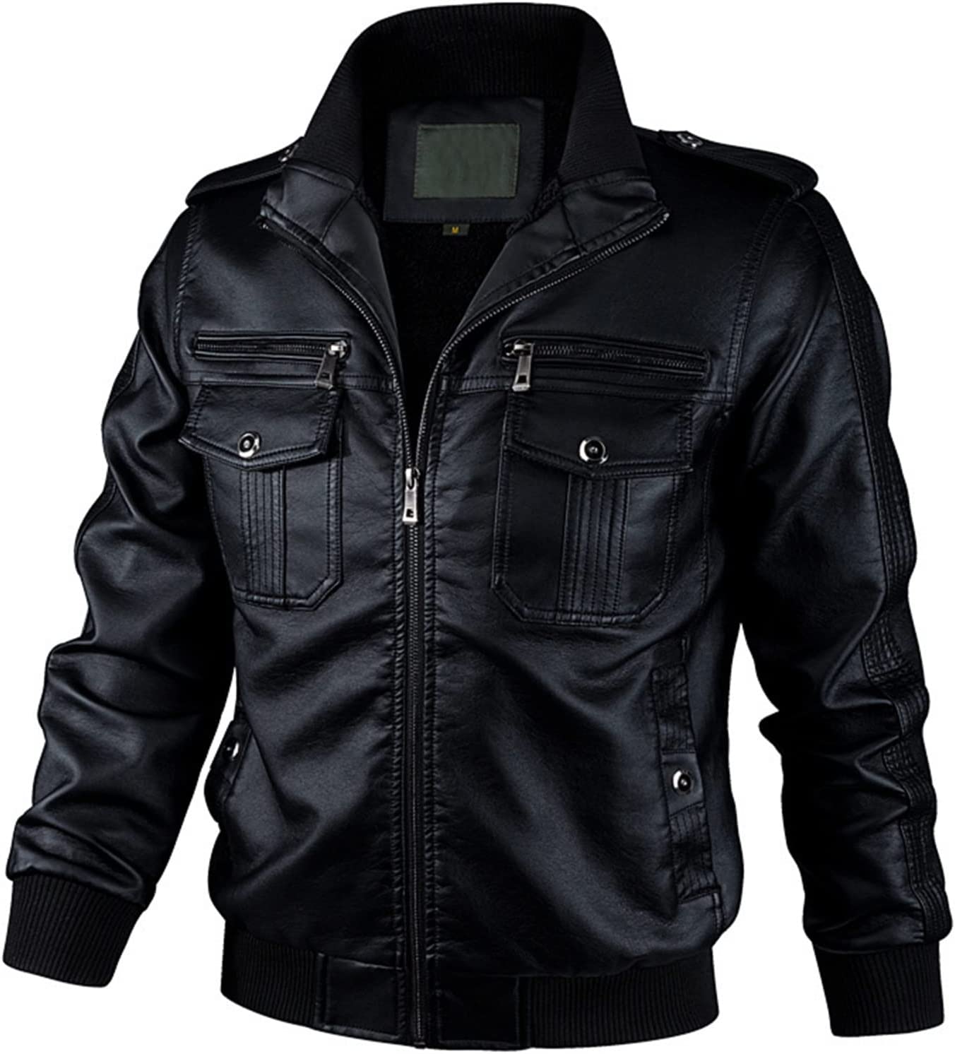 Men's Thermal Coat Autumn Spring Motorcycle Leather Jacket Men's Windbreaker PU Jacket