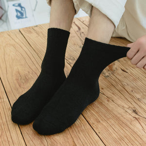 5 pairs men's and women's mid-tube thickened and velvet solid color wool socks