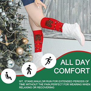 Christmas Socks for Women Men Circulation, Knee High Compression Socks 15-20mmHg for Nurse, Running Athletic
