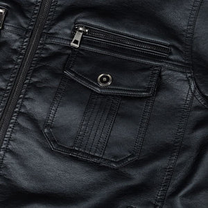 Men's Thermal Coat Autumn Spring Motorcycle Leather Jacket Men's Windbreaker PU Jacket
