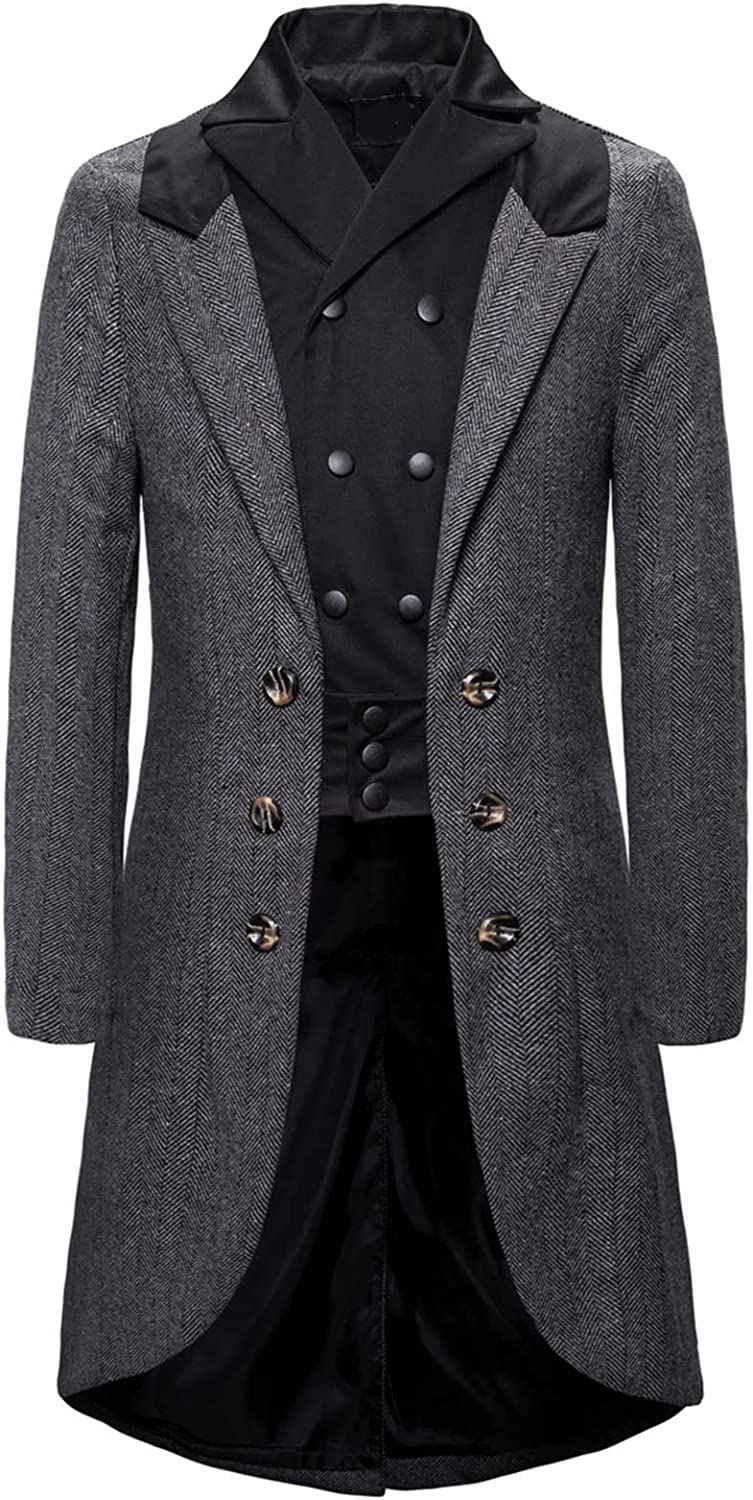 Men's Formal Business Overcoat，Double Breasted Woole Coat