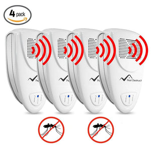 Ultrasonic Mosquito Repeller - PACK OF 4 - 100% SAFE for Children and Pets - Get Rid Of Mosquitoes In 7 Days