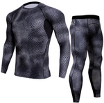 Men Snake Print Long Sleeve Quick Dry Compression T-Shirt and Tights Tops+Pants Sports Tracksuits - Best Compression Socks Sale