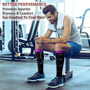 ROYALUCK Best Compression Socks (7/8 Pairs) for Women & Men; Compression Stockings for Swelling, Running, Travel, Flight,  Energy Pro Support Medical Socks