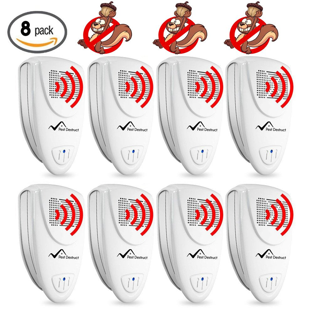 Ultrasonic Squirrel Repeller PACK of 8 - Get Rid Of Squirrels In 72 Hours